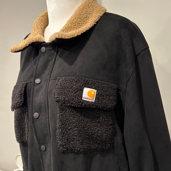 Carhartt Plus Size Faux Suede Sherpa-Lined Jacket | Women’s 3XL Black & Tan - Picture 2 of 11